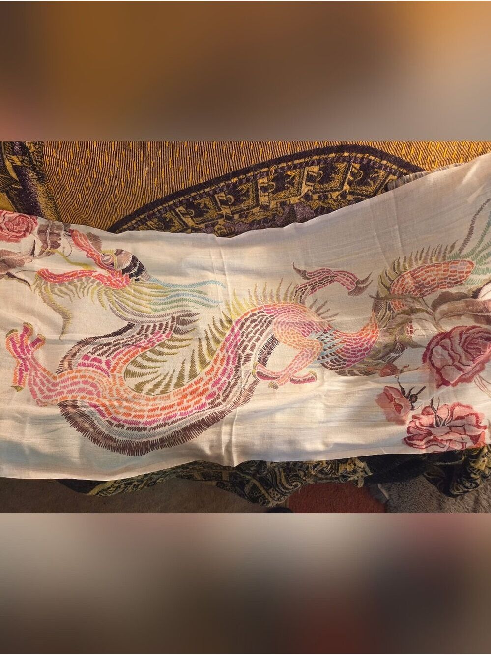 Fraas Over-sized Asian-inspired Imprinted Dragon Wrap Scarf - Picture 1 of 11